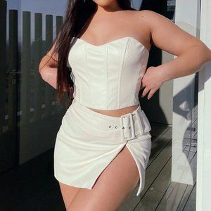 Peppermayo Ivory Snakeskin Bustier and Skirt Set